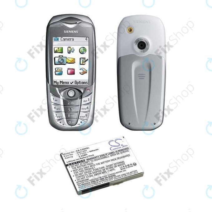 Batterie pour Siemens M8, A31, CS66, SS66, 600mAh, Li-Ion, 3.7V, EBA-660, HQ