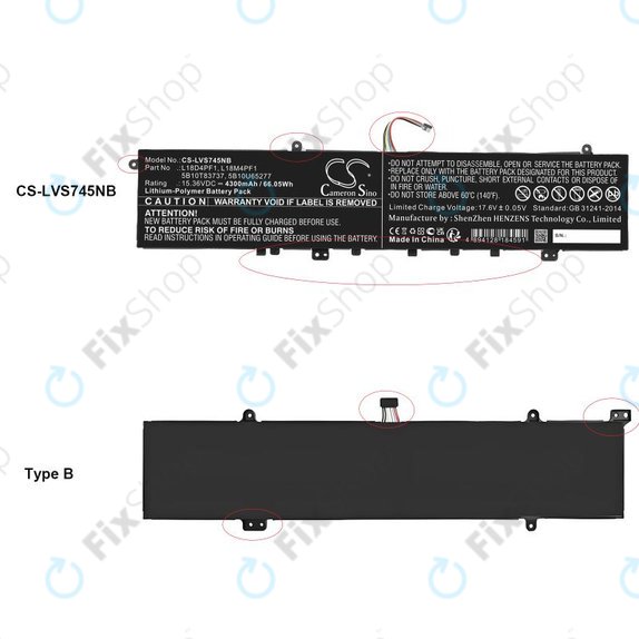 Batterie pour Lenovo Yoga, 4300mAh, Li-Pol, 15.36V, L18D4PF1, HQ