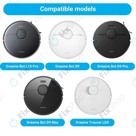 Kit de pièces de rechange pour Xiaomi Dreame Bot L10 Pro, D9, D9 Pro, D9 Max, Trouver LDS (1x Brosse principale, 2x Filtres, 2x Brosses latérales, 2x Lingettes de lavage)