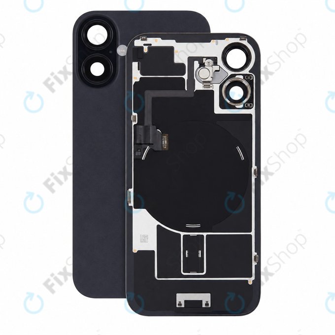 Verre de coque arrière pour iPhone 16, Black, Pulled A