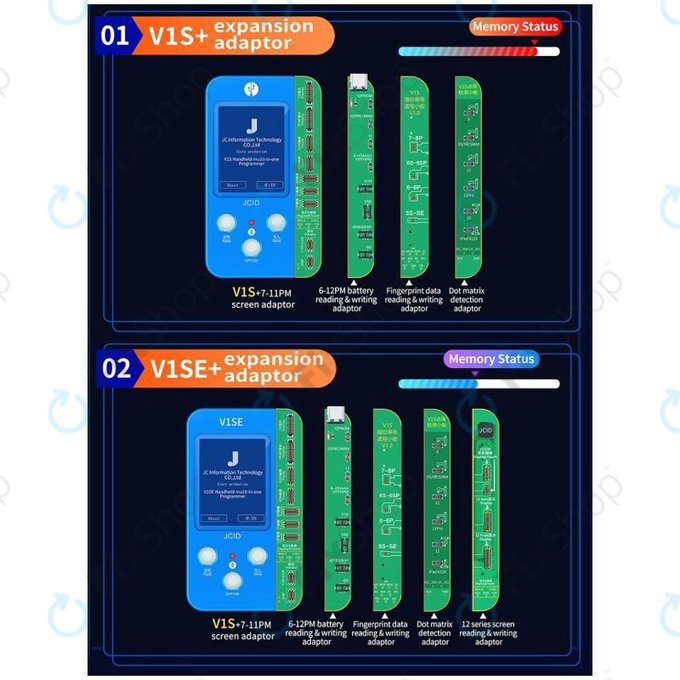 JC V1SE Programmer + LCD, batterie, empreinte digitale, Face ID et cartes série 12 (iPhone 7 - 12 Pro Max)