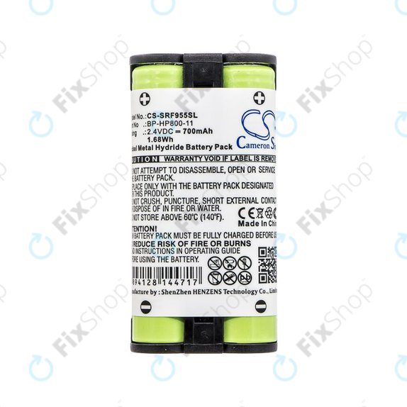 Batterie pour Sony MDR RF995, MDR RF400, 700mAh, Ni-MH, 2.4V, BP-HP800-11, HQ