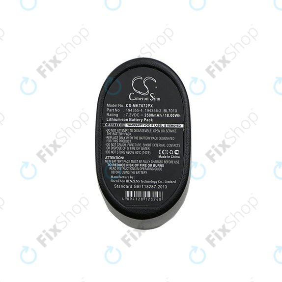 Batterie pour Makita CL070, CL072, DF010, TD020, TD021, TD022, 2500mAh, Li-Ion, 7.2V, 194355-4, HQ