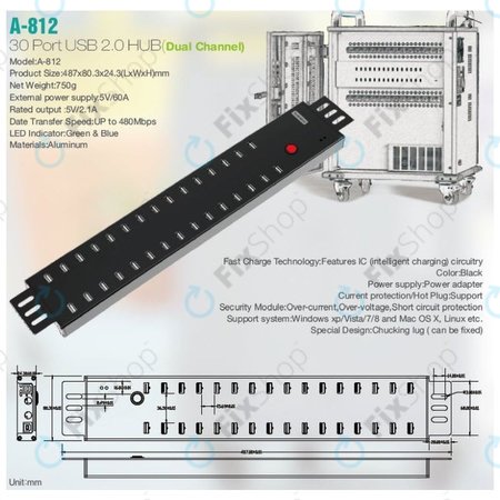 Sipolar A-812 - HUB USB 2.0 avec 30 ports