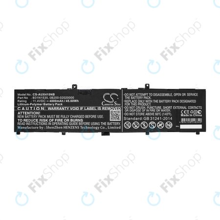 Batterie pour Asus UX310, UX310UAK, UX410UQ, 4000mAh, Li-Pol, 11.4V, B31N1535, HQ