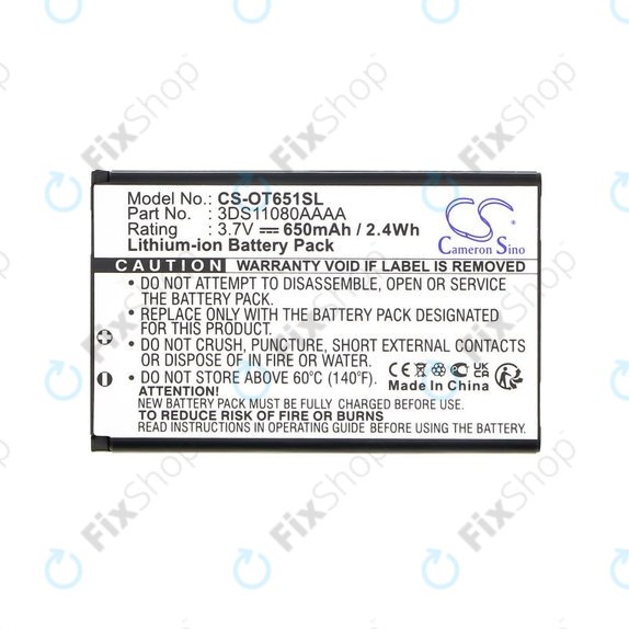 Batterie pour Alcatel Lollipops, 650mAh, Li-Ion, 3.7V, 3DS11080AAAA, HQ