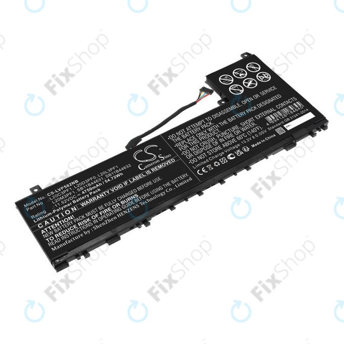 Batterie pour Lenovo IdeaPad 5 Pro 14ITL6, 4750mAh, Li-Pol, 11.52V, L20C3PF1, HQ