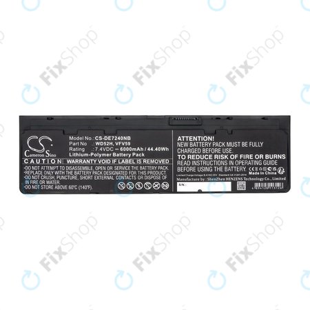 Batterie pour Dell Latitude E7240, 7250, 12, 6000mAh, Li-Pol, 7.4V, VFV59, HQ