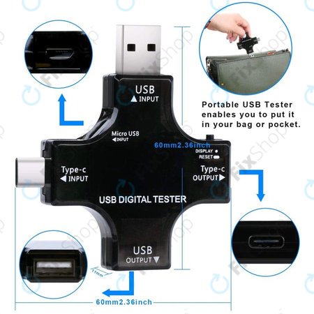 Eversame 2in1 - Testeur numérique USB (USB-C et USB 3.0)