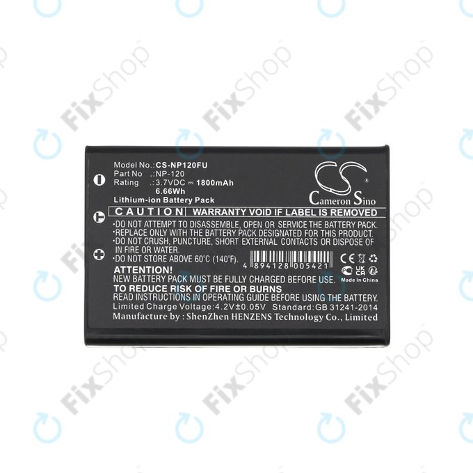 Batterie pour Toshiba Camileo H30, FujiFilm NP-120, 1800mAh, Li-Ion, 3.7V, PX1657, HQ