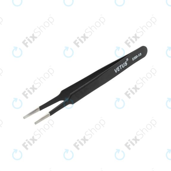 Vetus ESD-13 - Pince à épiler antistatique en métal à pointe plate (115 mm)
