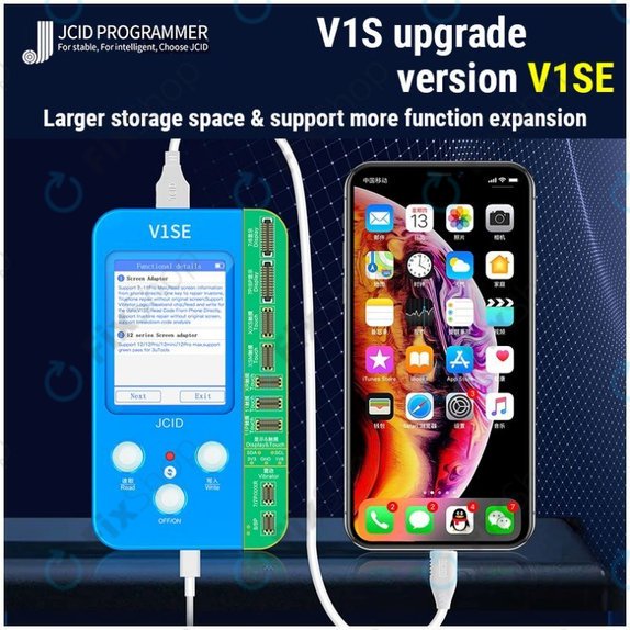 JC V1SE Programmer + LCD, batterie, empreinte digitale, Face ID et cartes série 12 (iPhone 7 - 12 Pro Max)