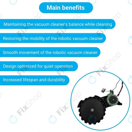 Xiaomi Robot Vacuum X10, Dreame Z10 Pro, L10 Plus, D10 Plus - Roue avec moteur (droite) (Noir)