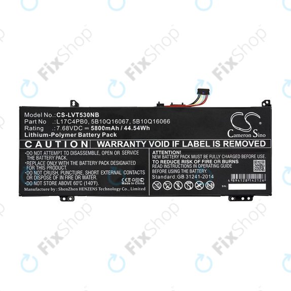 Batterie pour Lenovo Air 14, Flex 6, Ideapad 530, Yoga 530, 5800mAh, Li-Pol, 7.68V, L17C4PB0, HQ