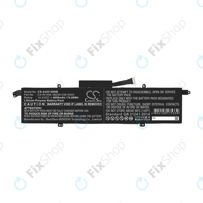Batterie pour Asus ROG Zephyrus G14 Ga401, 4850mAh, Li-Pol, 15.4V, C41N1908, HQ
