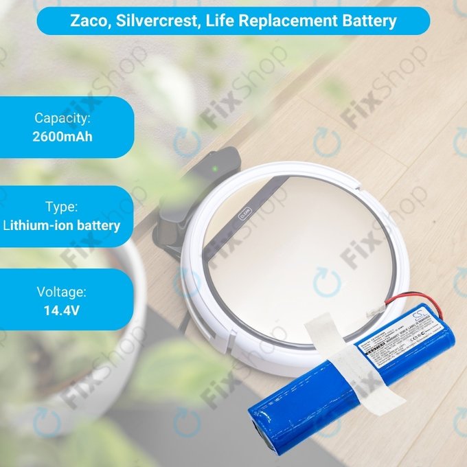 Zaco V3, V40, V5s Pro, V5x, Silvercrest SSWR A1, SSWR B1, SSR 3000 A1 - Batterie 18650B4-4S1P-AGX-2 Li-Ion 14.4V 2600mAh HQ
