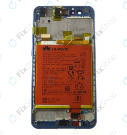 Huawei P10 Lite (WAS-LX1, Varsovie-L21) - Écran LCD + Écran tactile + Cadre + Batterie (Bleu saphir) - 02351FSL Genuine Service Pack