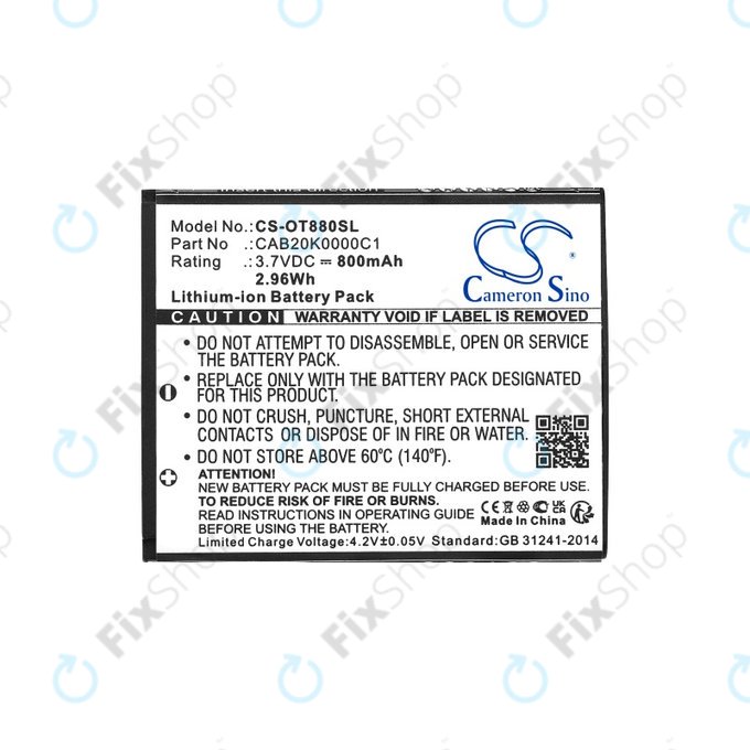 Batterie pour Alcatel Onetouch, 800mAh, Li-ion, 3.7V, BTR510AB, HQ