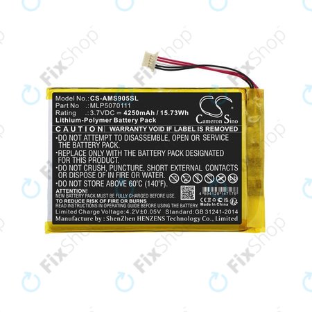 Batterie pour Autel MaxiSys Mini, MaxiIM IM508, MS905, 4250mAh, Li-Pol, 3.7V, MLP5070111, HQ