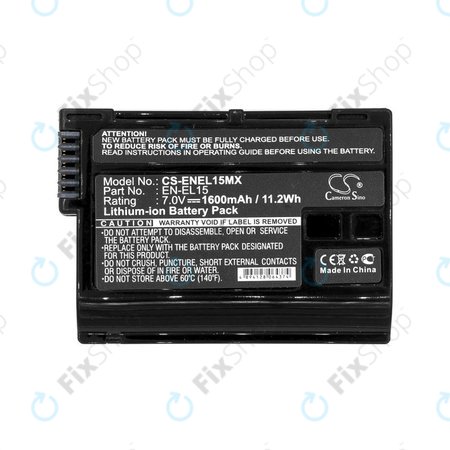 Batterie pour Nikon Coolpix D7000, 1600mAh, Li-Ion, 7V, EN-EL15, HQ