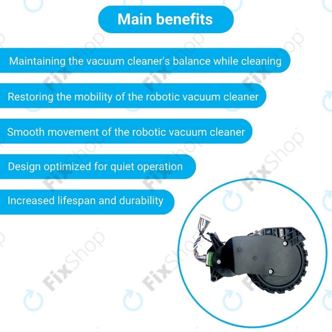 Xiaomi Robot Vacuum X20, S10, Dreame X30, X20, X10 Pro - Roue avec moteur (gauche) (Noir)