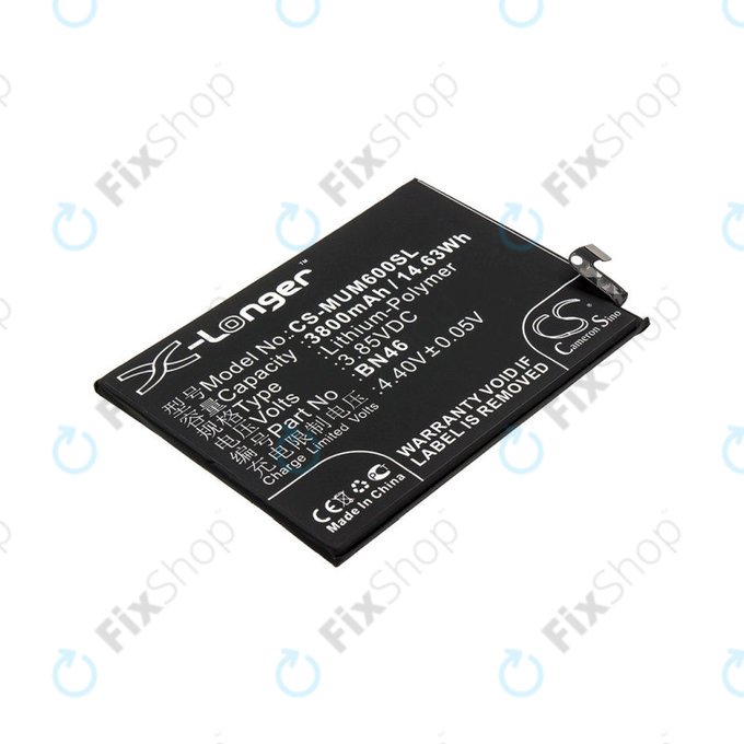 Batterie pour Xiaomi Redmi Note 8T, 3800mAh, Li-Pol, 3.85 V, BN46, HQ