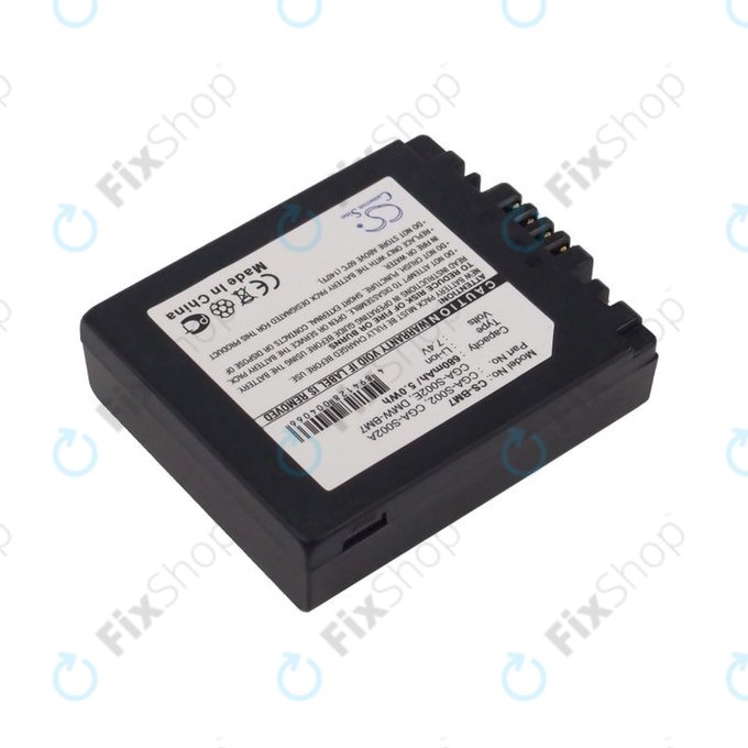 Batterie pour Panasonic DMC-FZ10, 680mAh, Li-Ion, 7.4V, CGA-S002, HQ