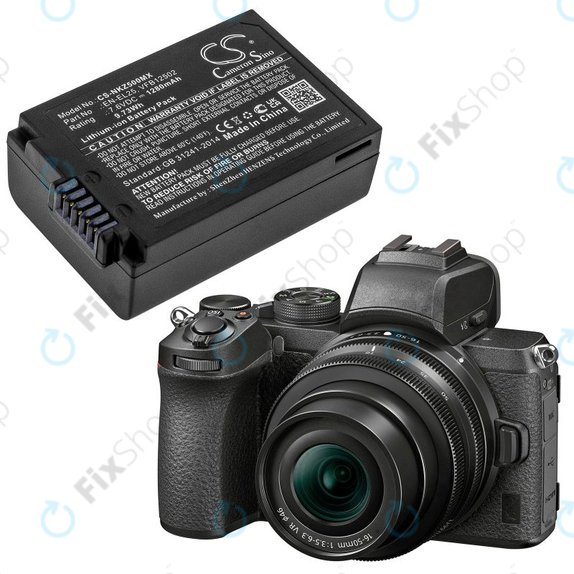 Batterie pour Nikon Z50, Z50 ZFC, Z30, Z FC, 1280mAh, Li-Ion, 7.6V, EN-EL25, HQ