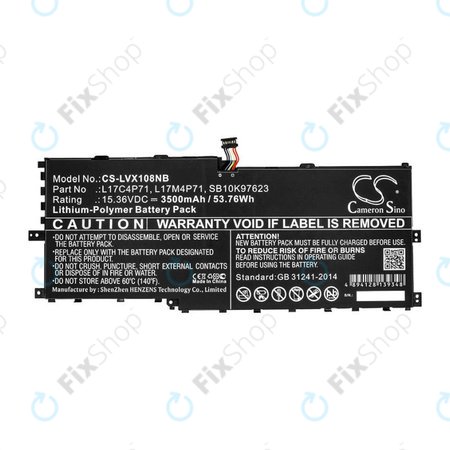 Batterie pour Lenovo ThinkPad X1 Yoga 2018, 3500mAh, Li-Pol, 15.36V, L17C4P71, HQ