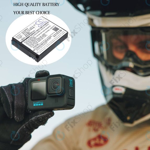 Batterie pour GoPro HD Hero, Hero2, 1100mAh, Li-Ion, 3.7V, AHDBT-001, HQ
