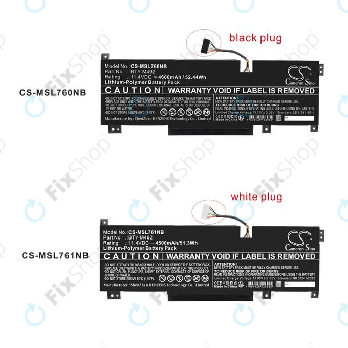 Batterie pour MSI Pulse GL76, Katana GF66, Bravo 15, Crosshair 17, 4600mAh, Li-Pol, 11.4V, BTY-M492, HQ