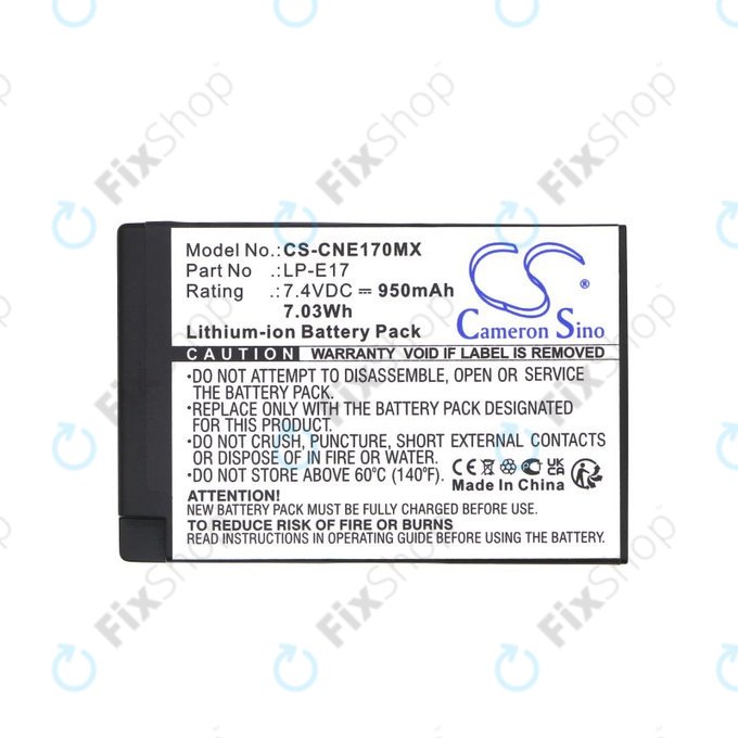 Batterie pour Canon EOS, 950mAh, Li-Ion, 7.4V, LP-E17, HQ