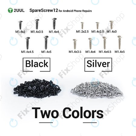 Jeu de vis Phillips pour réparation Android, 2UUL SC12, 1200 pcs/pack