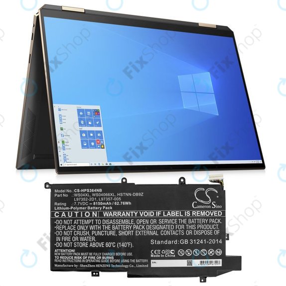 Batterie pour HP Spectre X360 14-EA0002NI, X360 14-EA0002NX, 8150mAh, Li-Pol, 7.7V, WS04XL, HQ