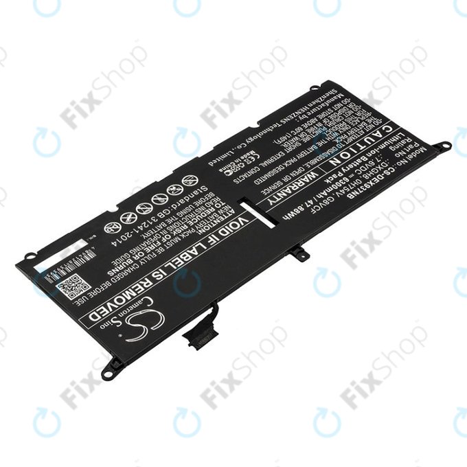 Batterie pour Dell XPS 13 9370, 6300mAh, Li-Ion, 7.6V, DXGH8, HQ