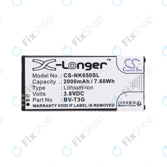 Batterie pour Nokia Lumia 650, 2000mAh, Li-Ion, 3.8V, BV-T3G, HQ