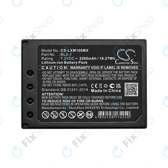 Batterie pour Olympus OM SYSTEM OM-1, OM-1 Mirrorless, 2260mAh, Li-Ion, 7.2V, BLX-1, HQ