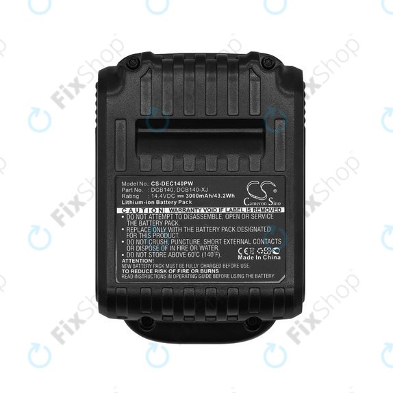 Batterie pour Dewalt DCB090, XR, 3000mAh, Li-Ion, 14.4V, DCB140, HQ