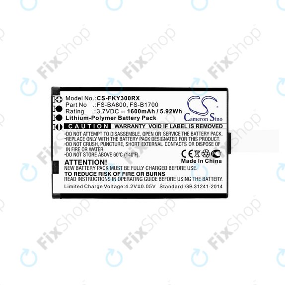 Batterie pour Flysky FA605, FS-GT2B, FS-I10, 1600mAh, Li-Pol, 3.7V, FS-BA800, HQ