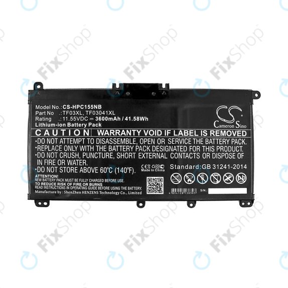 Batterie pour HP Pavilion 14, 15, X360, 3600mAh, Li-Ion, 11.55V, TF03XL, HQ