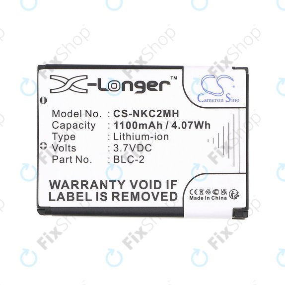 Batterie pour Nokia 3310, 3330, 1220, 1260, 3560, 5510, 6650, 6800, BLC-2, Li-ion, 3.7V, 1100mAh, HQ