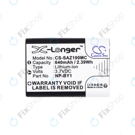 Batterie pour Sony HDR-AZ1, 640mAh, Li-Ion, 3.7V, NP-BY1, HQ