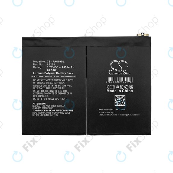 Apple iPad Air (4th Gen 2020), (5th Gen 2022), 11 (2024) - Batterie A2288 7500mAh HQ