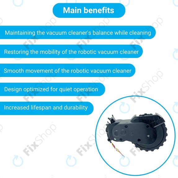 Xiaomi Mijia E10, E12, Mi Robot Vacuum Mop 2 Lite, 2 Pro - Roue avec moteur (gauche) (Noir)