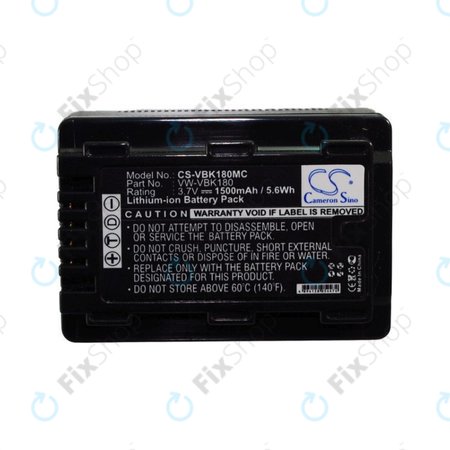 Batterie pour Panasonic HDC, HC a SDR, 1500mAh, Li-Ion, 3.7V, VW-VBK180, HQ