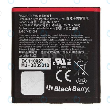 Blackberry Curve 9360, 9350, 9370 - Batterie EM1 1000mAh - BAT-34413-003