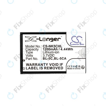 Batterie pour Nokia 1208, 1110, 2310, 1200mAh, Li-ion, 3.7V, BL-5C, HQ