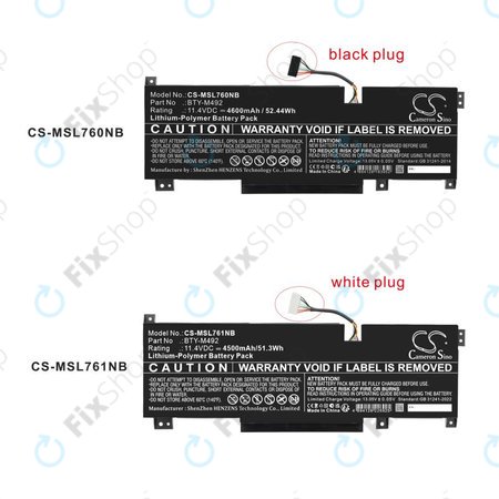 Batterie pour MSI Pulse GL76, Katana GF66, Bravo 15, Crosshair 17, 4600mAh, Li-Pol, 11.4V, BTY-M492, HQ