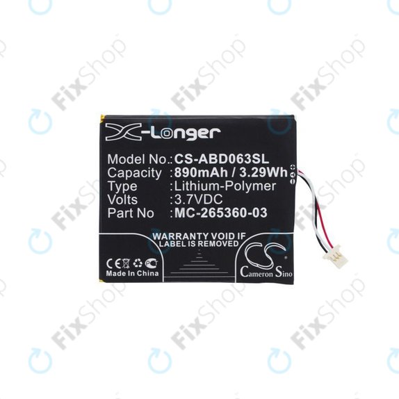Amazon Kindle 7e, 8e, 499, 558, X - Batterie MC-265360-03, 58-000083 890mAh HQ