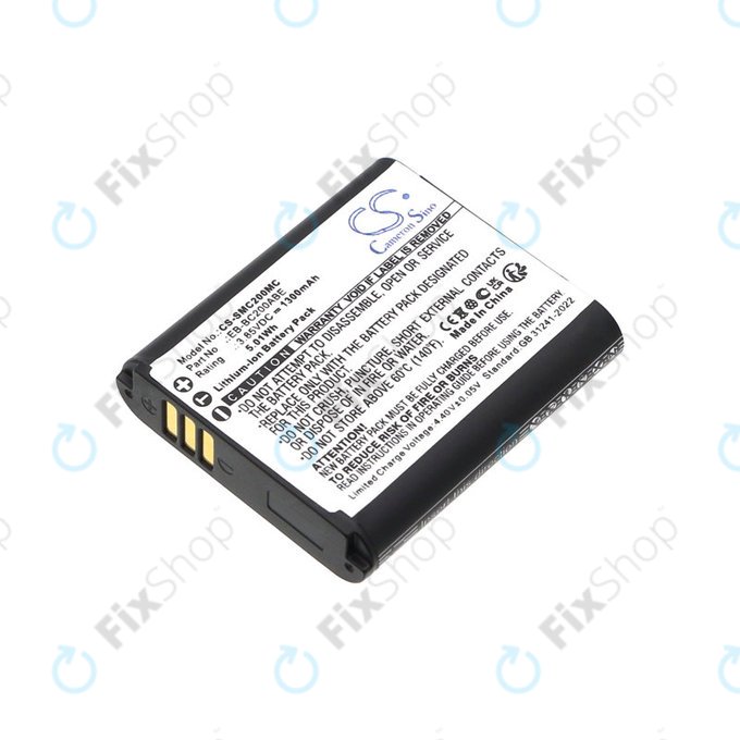 Batterie pour Samsung Gear 360, 1300mAh, Li-Ion, 3.85V, EB-BC200ABE, HQ